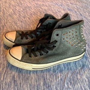 MAKE AN OFFER Spiked Leather Converse High Tops